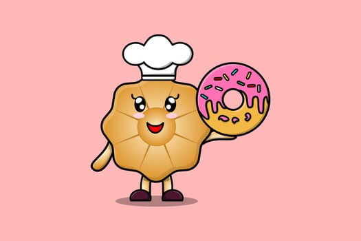 Cute cartoon Cookies chef character donuts vector