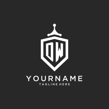 DW monogram logo initial with shield guard shape design vector