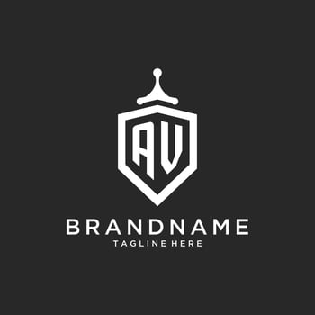 AV monogram logo initial with shield guard shape design vector