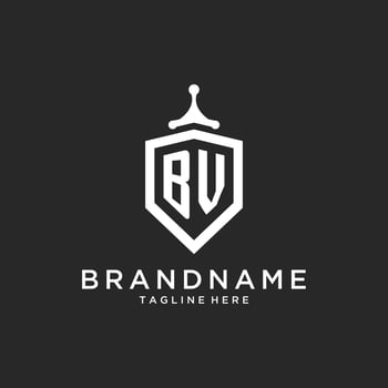 BV monogram logo initial with shield guard shape design vector