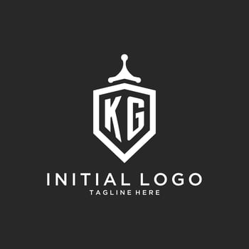 KG monogram logo initial with shield guard shape design vector