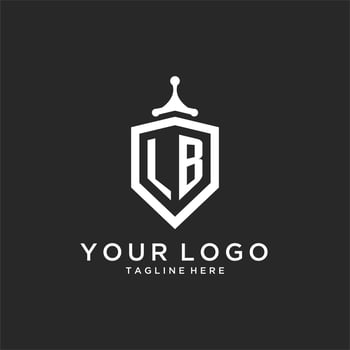 LB monogram logo initial with shield guard shape design vector