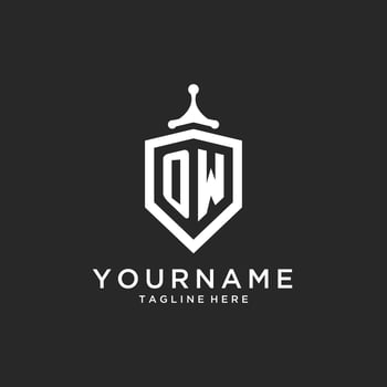 OW monogram logo initial with shield guard shape design vector