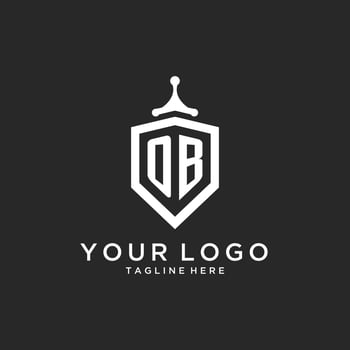 OB monogram logo initial with shield guard shape design vector
