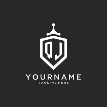 QJ monogram logo initial with shield guard shape design vector