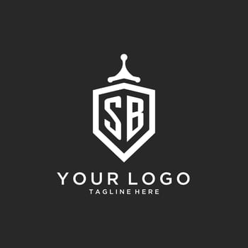 SB monogram logo initial with shield guard shape design vector