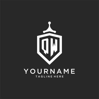QW monogram logo initial with shield guard shape design vector
