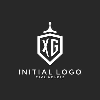 XG monogram logo initial with shield guard shape design vector