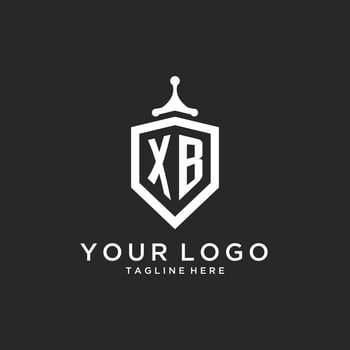 XB monogram logo initial with shield guard shape design vector