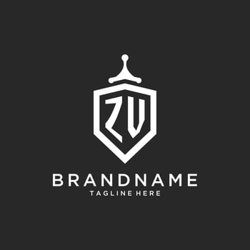 ZV monogram logo initial with shield guard shape design vector