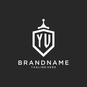 YV monogram logo initial with shield guard shape design vector