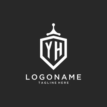 YH monogram logo initial with shield guard shape design vector