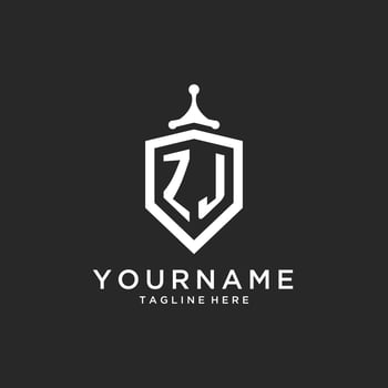 ZJ monogram logo initial with shield guard shape design vector