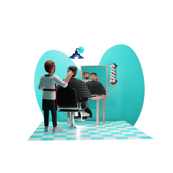 Man At Salon 3D Character illustration png