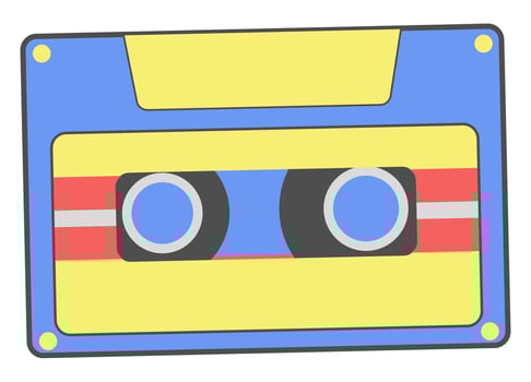 Retro Music Casette Sticker Vector Illustration