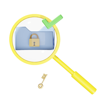 magnifying glass with unlock, lock, cloud folder isolated. minimal web data search engine concept, 3d illustration or 3d render png