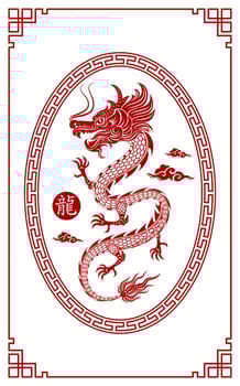 Happy Chinese new year 2024 Dragon Zodiac sign vector