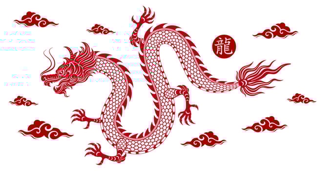 Happy Chinese new year 2024 Dragon Zodiac sign vector