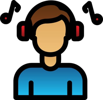 Listening Music Vector Icon Design