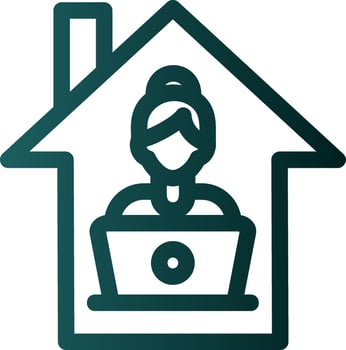 Women Working at Home Vector Icon Design