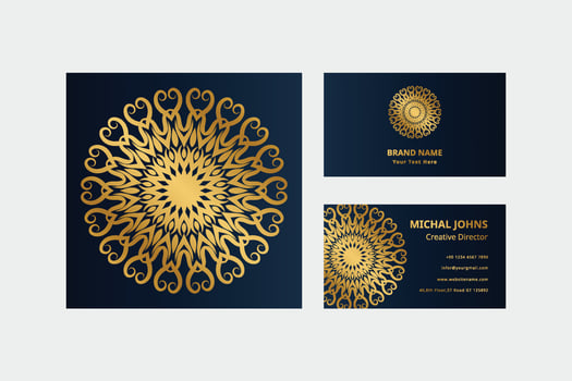 Gold business cards with flower oriental mandala pro vector