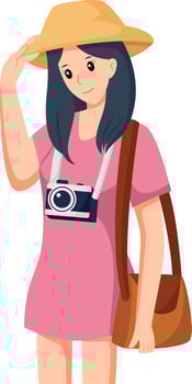 Pretty Girl Traveling Character Design Illustration vector