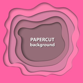 Vector background with pink color paper cut shapes. 3D abstract paper art style, design layout for business presentations, flyers, posters, prints, decoration, cards, brochure cover.