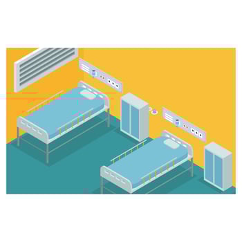 3D Isometric patient treatment room for health therapy in a hospital. Vector Isometric Illustration Suitable for Diagrams, Infographics, And Other Graphic assets