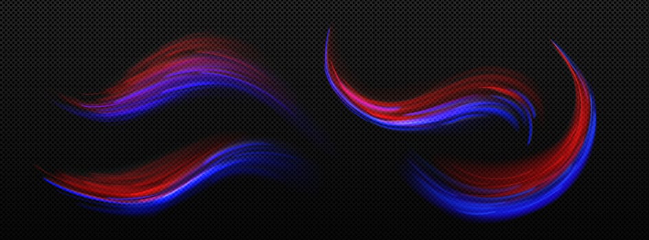 Speed motion light effect, blue and red trails vector