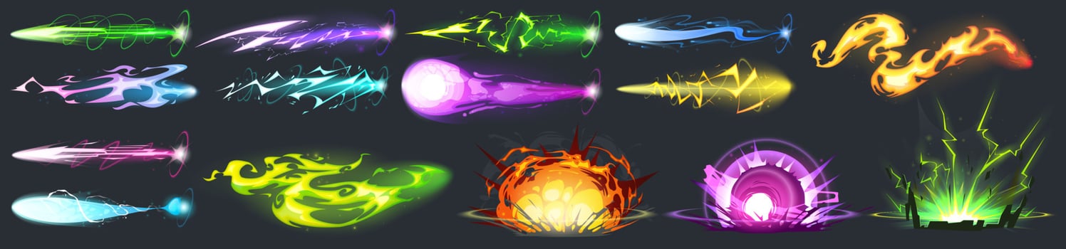 Space guns vfx effect, laser blasters with beams vector