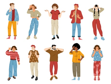 People with negative emotions and gestures vector