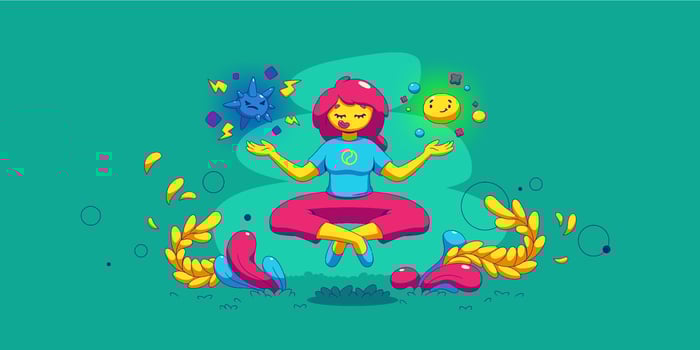 Emotional balance concept, calm woman meditate vector