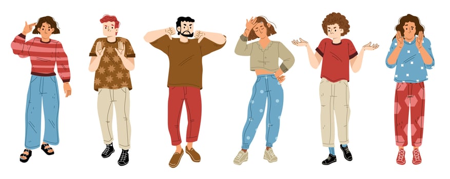 People with negative emotions and gestures vector