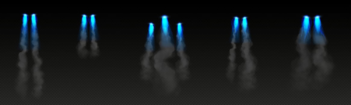 Blue fire trails of jet or rocket flight vector