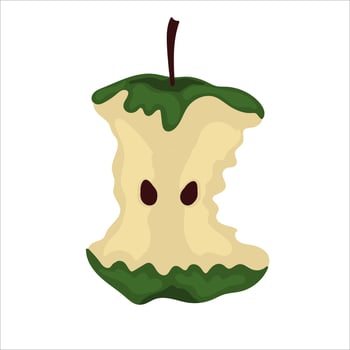 Hand-drawn  apple core isolated on white background vector