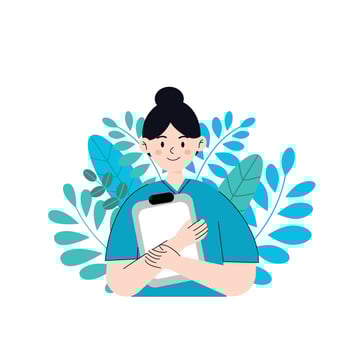 Avatar of smiling doctor or health worker in medical scrubs. International Nurses Day.Colored flat vector illustration of medic specialist isolated on white background.Vector illustration