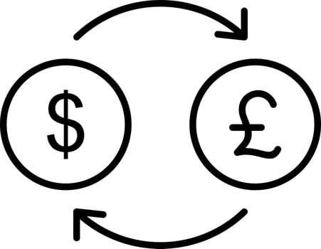 Dollar to Pound Line Icon vector