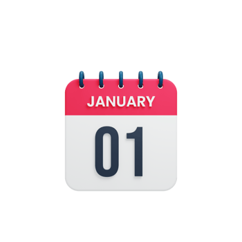 January Realistic Calendar Icon 3D Illustration Date January 01 png