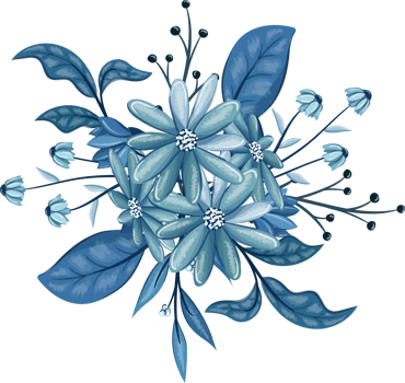 Blue Floral Bouquet With Watercolor png