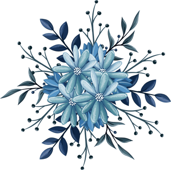 Blue Floral Bouquet With Watercolor png