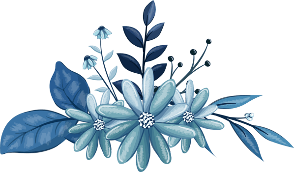 Blue Floral Bouquet With Watercolor png