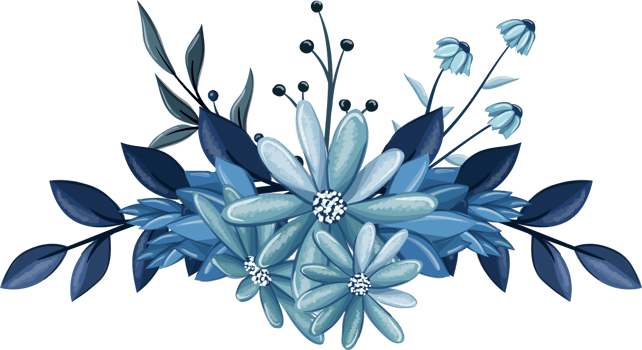 Blue Floral Bouquet With Watercolor png