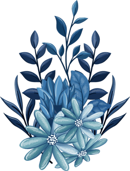 Blue Floral Bouquet With Watercolor png