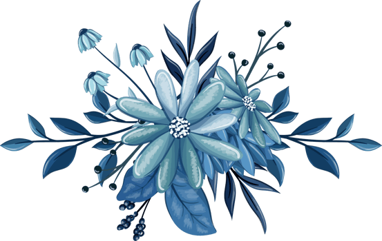 Blue Floral Bouquet With Watercolor png