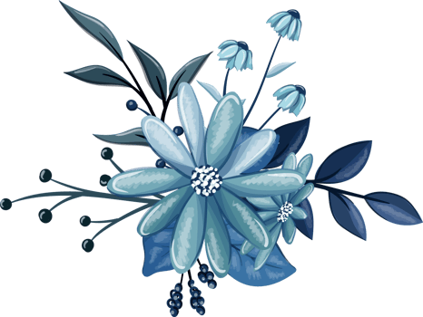 Blue Floral Bouquet With Watercolor png