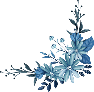 Blue Floral Bouquet With Watercolor png