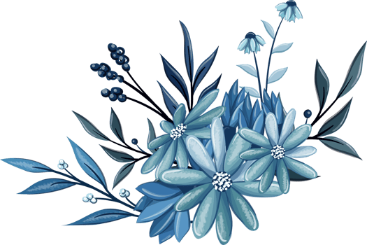 Blue Floral Bouquet With Watercolor png