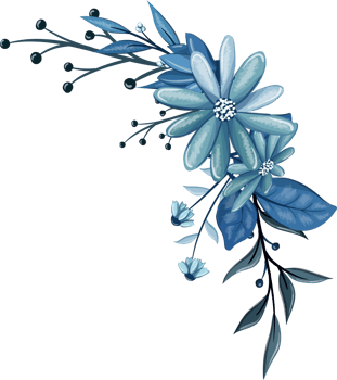 Blue Floral Bouquet With Watercolor png