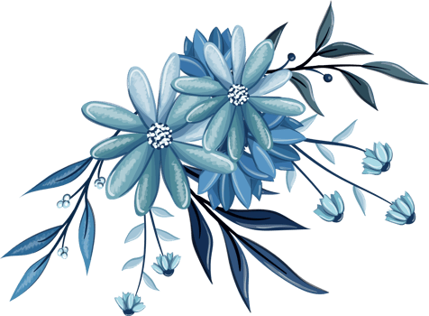 Blue Floral Bouquet With Watercolor png