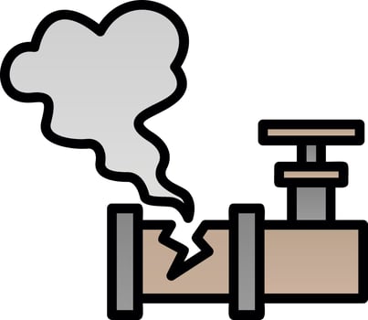 Gas Pipe Leak Vector Icon Design